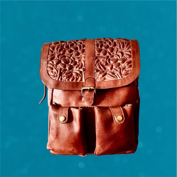 NWOT! ANABABLISH TOOLED LEATHER BACKPACK - Picture 3 of 11